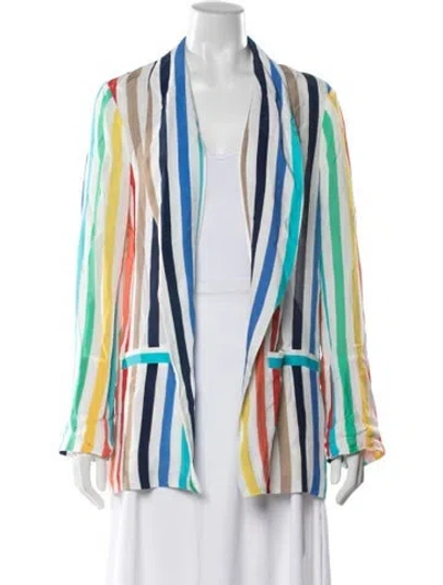 Pre-owned Alice And Olivia Striped Blazer In Green