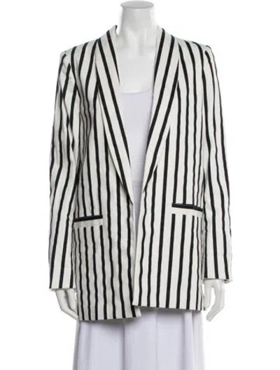 Pre-owned Alice And Olivia Striped Blazer In White