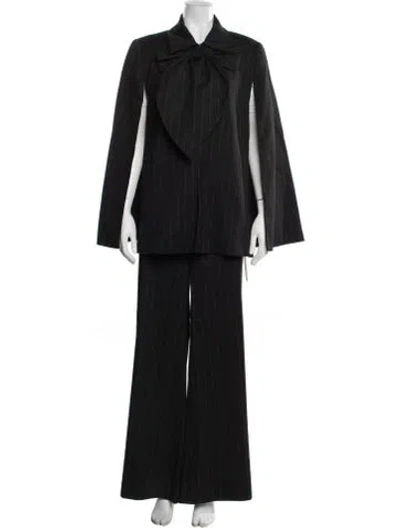 Pre-owned Alice And Olivia Striped Bow Accents Pantsuit In Black