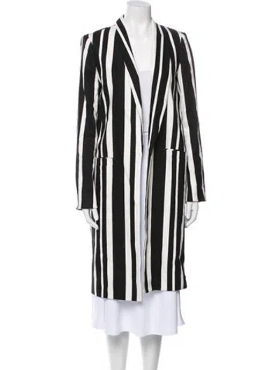 Pre-owned Alice And Olivia Striped Coat In Black