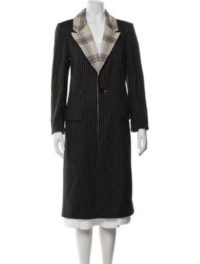 Pre-owned Alice And Olivia Striped Coat In Black
