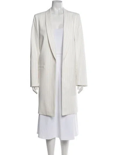Pre-owned Alice And Olivia Striped Coat In White