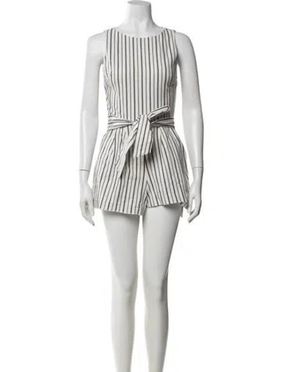 Pre-owned Alice And Olivia Striped Crew Neck Jumpsuit In Neutrals