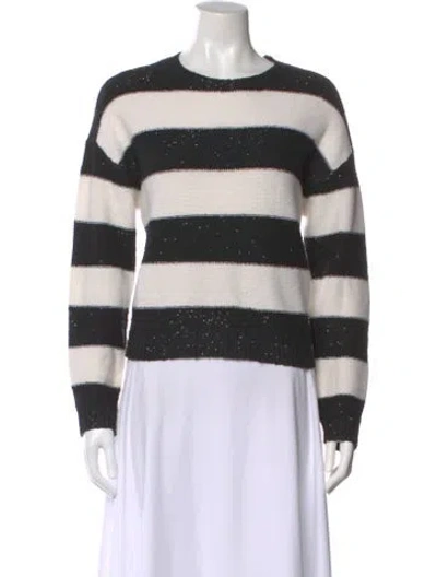 Pre-owned Alice And Olivia Striped Crew Neck Sweater In Black