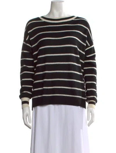Pre-owned Alice And Olivia Striped Crew Neck Sweater In Black