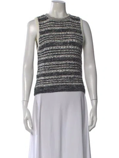 Pre-owned Alice And Olivia Striped Crew Neck Sweater In Blue