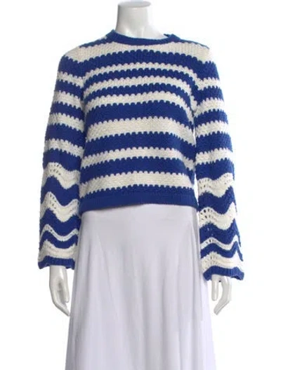 Pre-owned Alice + Olivia Striped Crew Neck Sweater In Blue