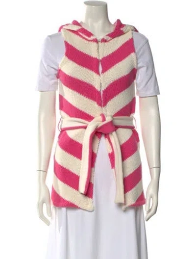 Pre-owned Alice And Olivia Striped Crew Neck Sweater In Pink