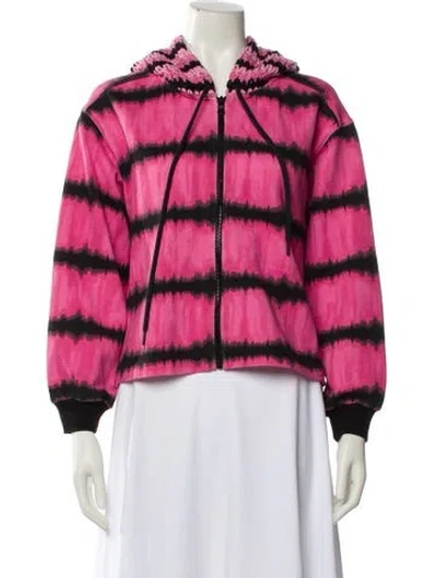 Pre-owned Alice And Olivia Striped Crew Neck Sweater In Pink