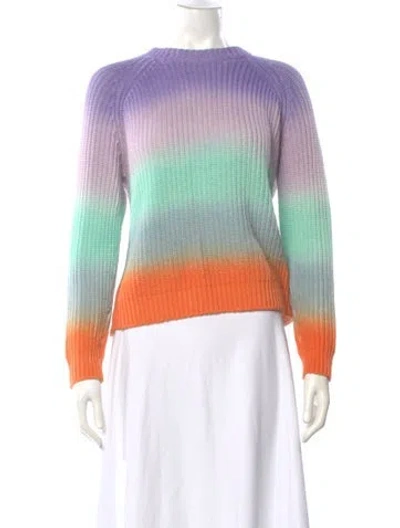 Pre-owned Alice And Olivia Striped Crew Neck Sweater In Purple