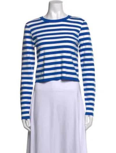 Pre-owned Alice And Olivia Striped Crew Neck Sweater W/ Tags In Blue