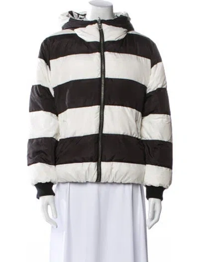 Pre-owned Alice And Olivia Striped Down Jacket In Black