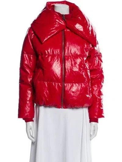 Pre-owned Alice And Olivia Striped Down Jacket In Red