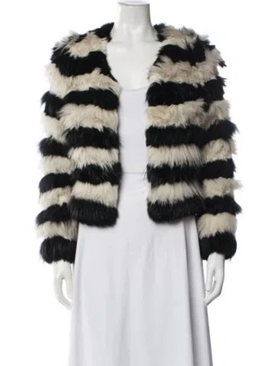 Pre-owned Alice And Olivia Striped Faux Fur Jacket In Black/white