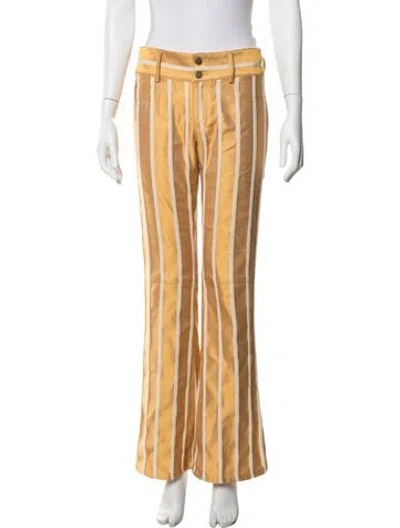 Pre-owned Alice And Olivia Striped Flared Pants In Yellow