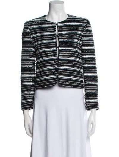 Pre-owned Alice And Olivia Striped Jacket In Black