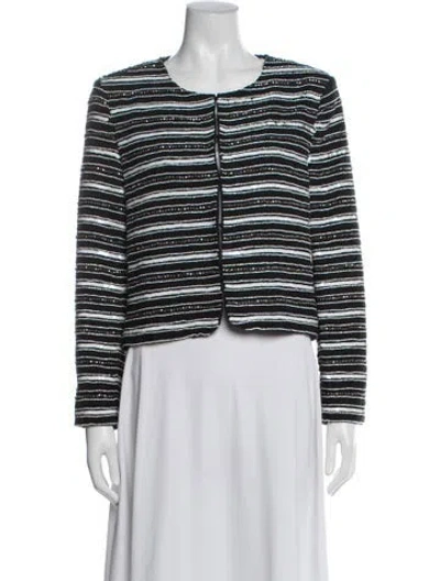 Pre-owned Alice And Olivia Striped Jacket In Black