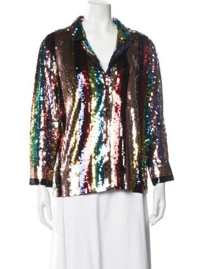 Pre-owned Alice And Olivia Striped Jacket In Black