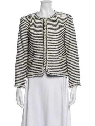 Pre-owned Alice And Olivia Striped Jacket In White