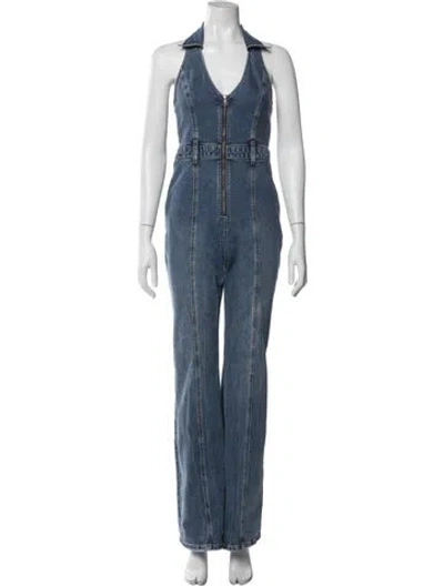 Pre-owned Alice And Olivia Striped Jumpsuit In Blue