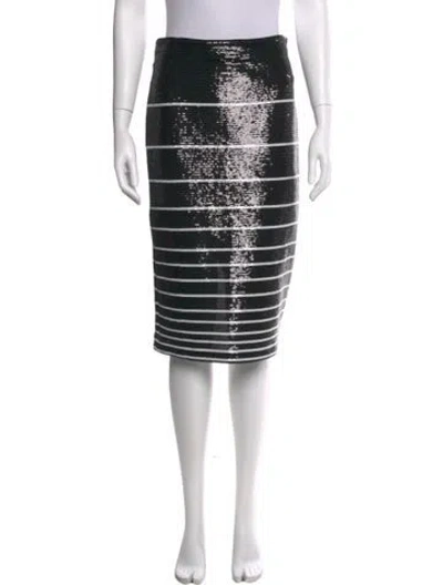 Pre-owned Alice And Olivia Striped Knee-length Skirt In Black