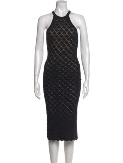Pre-owned Alice And Olivia Striped Long Dress In Black