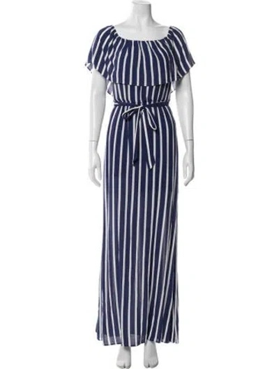Pre-owned Alice And Olivia Striped Long Dress In Blue