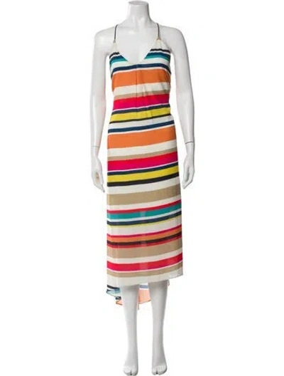 Pre-owned Alice And Olivia Striped Long Dress In Multi