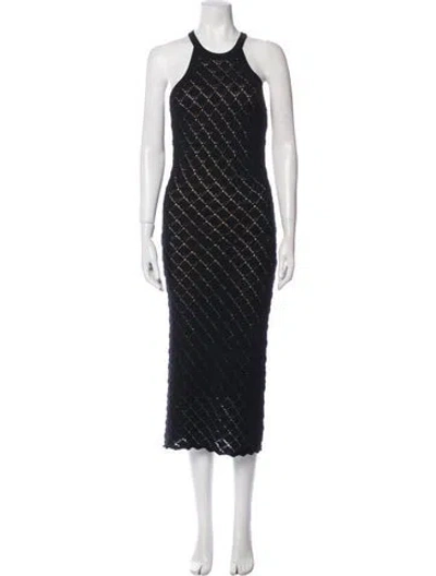 Pre-owned Alice And Olivia Striped Midi Length Dress In Black