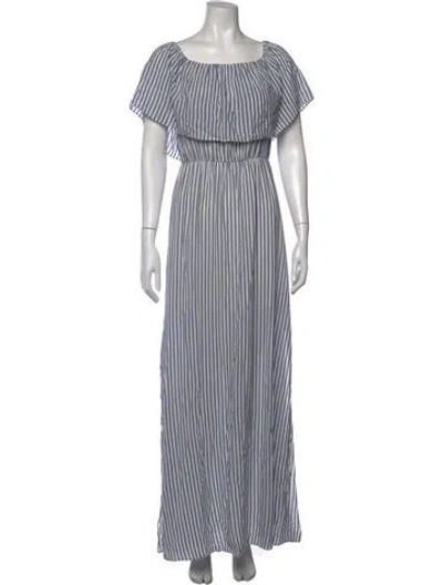 Pre-owned Alice And Olivia Striped Midi Length Dress In Blue