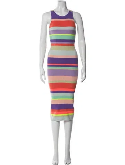 Pre-owned Alice And Olivia Striped Midi Length Dress In Multi