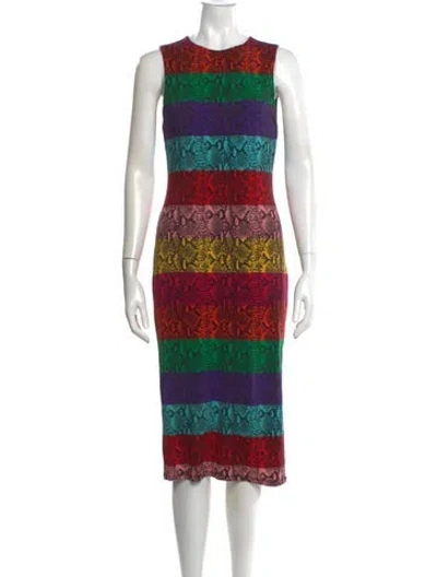 Pre-owned Alice And Olivia Striped Midi Length Dress In Red