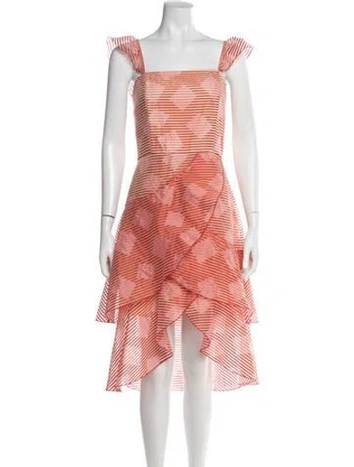 Pre-owned Alice And Olivia Striped Midi Length Dress W/ Tags In Neutral