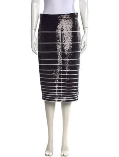 Pre-owned Alice And Olivia Striped Midi Length Skirt In Black