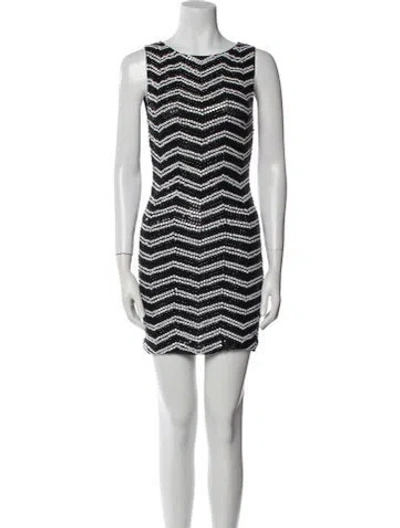 Pre-owned Alice And Olivia Striped Mini Dress In Black