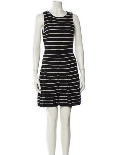Pre-owned Alice And Olivia Striped Mini Dress In Black