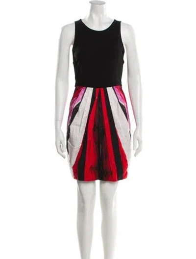 Pre-owned Alice And Olivia Striped Mini Dress In Black