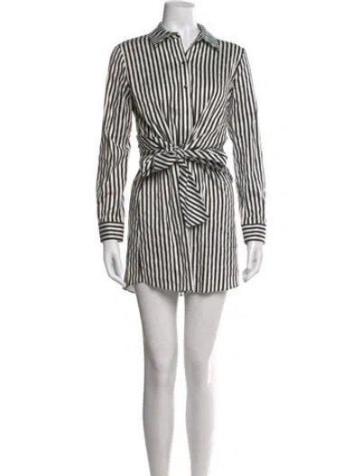 Pre-owned Alice And Olivia Striped Mini Dress In Black