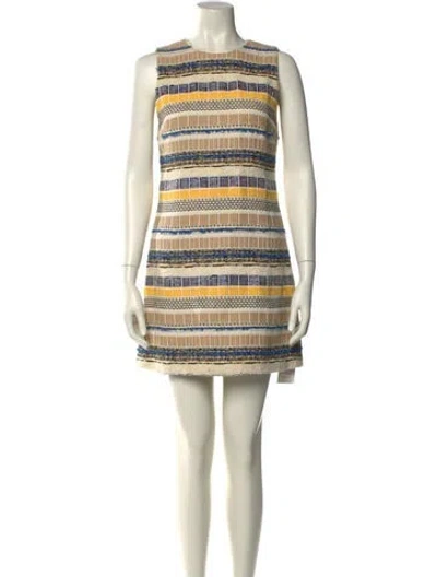Pre-owned Alice And Olivia Striped Mini Dress In Neutral