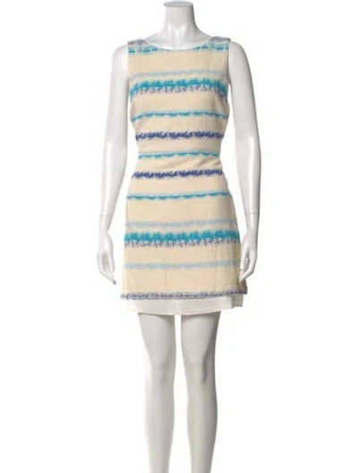 Pre-owned Alice And Olivia Striped Mini Dress In Neutral