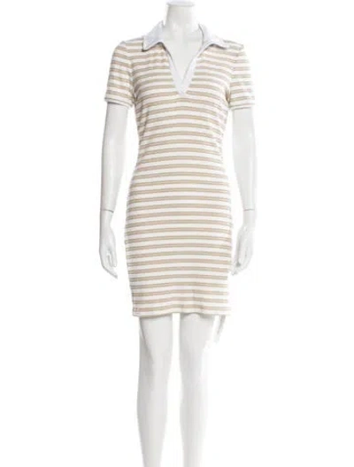 Pre-owned Alice And Olivia Striped Mini Dress In White