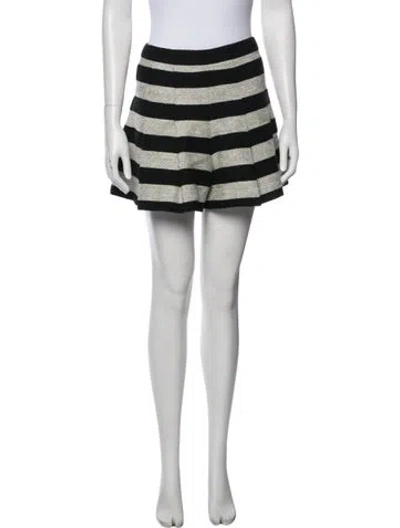 Pre-owned Alice And Olivia Striped Mini Shorts In Black