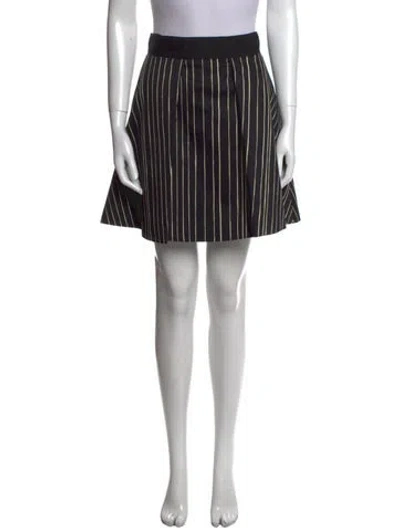 Pre-owned Alice And Olivia Striped Mini Skirt In Black