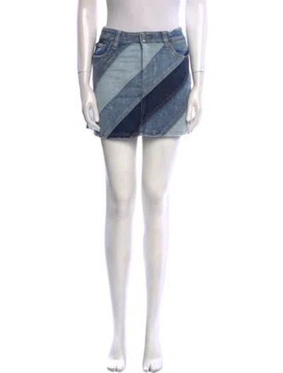 Pre-owned Alice And Olivia Striped Mini Skirt In Blue