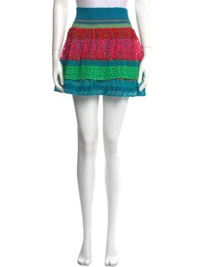 Pre-owned Alice And Olivia Striped Mini Skirt In Blue