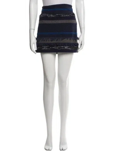 Pre-owned Alice And Olivia Striped Mini Skirt In Blue