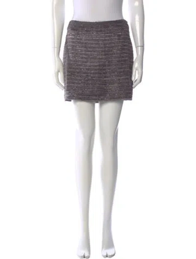 Pre-owned Alice And Olivia Striped Mini Skirt In Gray