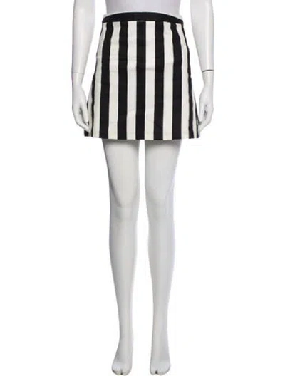 Pre-owned Alice And Olivia Striped Mini Skirt In White