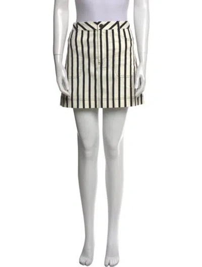 Pre-owned Alice And Olivia Striped Mini Skirt In White