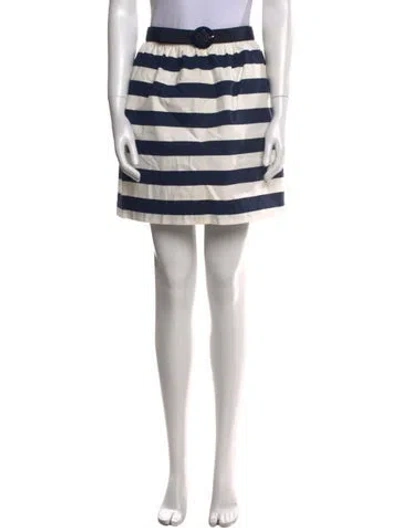 Pre-owned Alice And Olivia Striped Mini Skirt In White